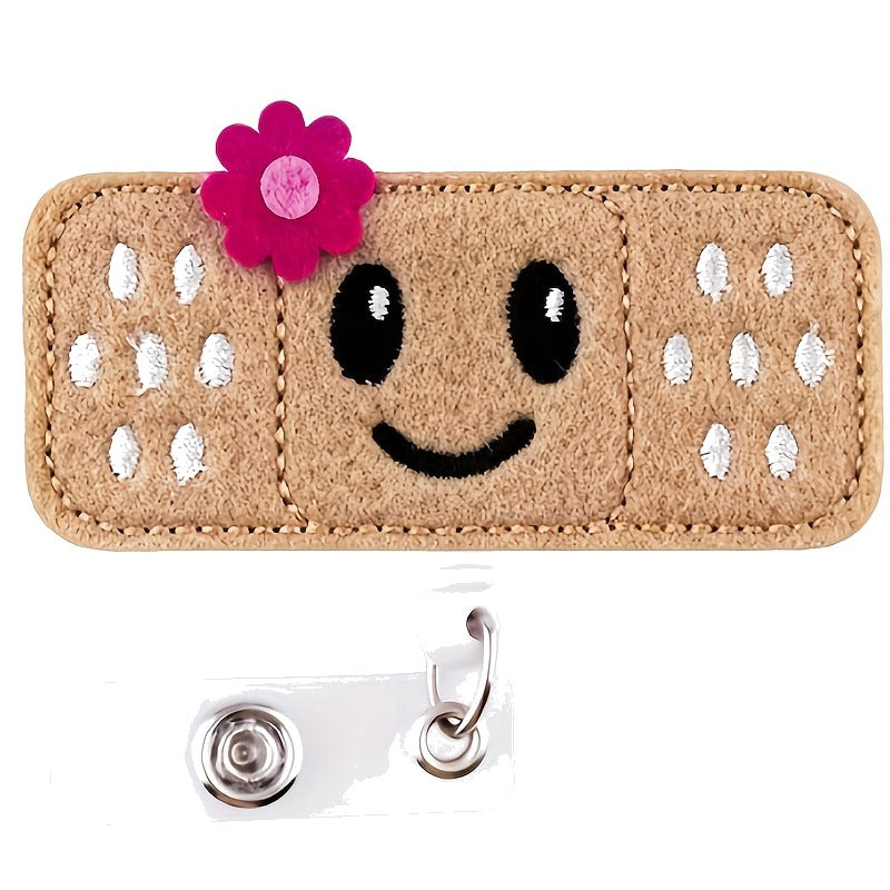 Cute Felt Bandage Badge Reel — Retractable Nurse ID Holder with Alligator Clip