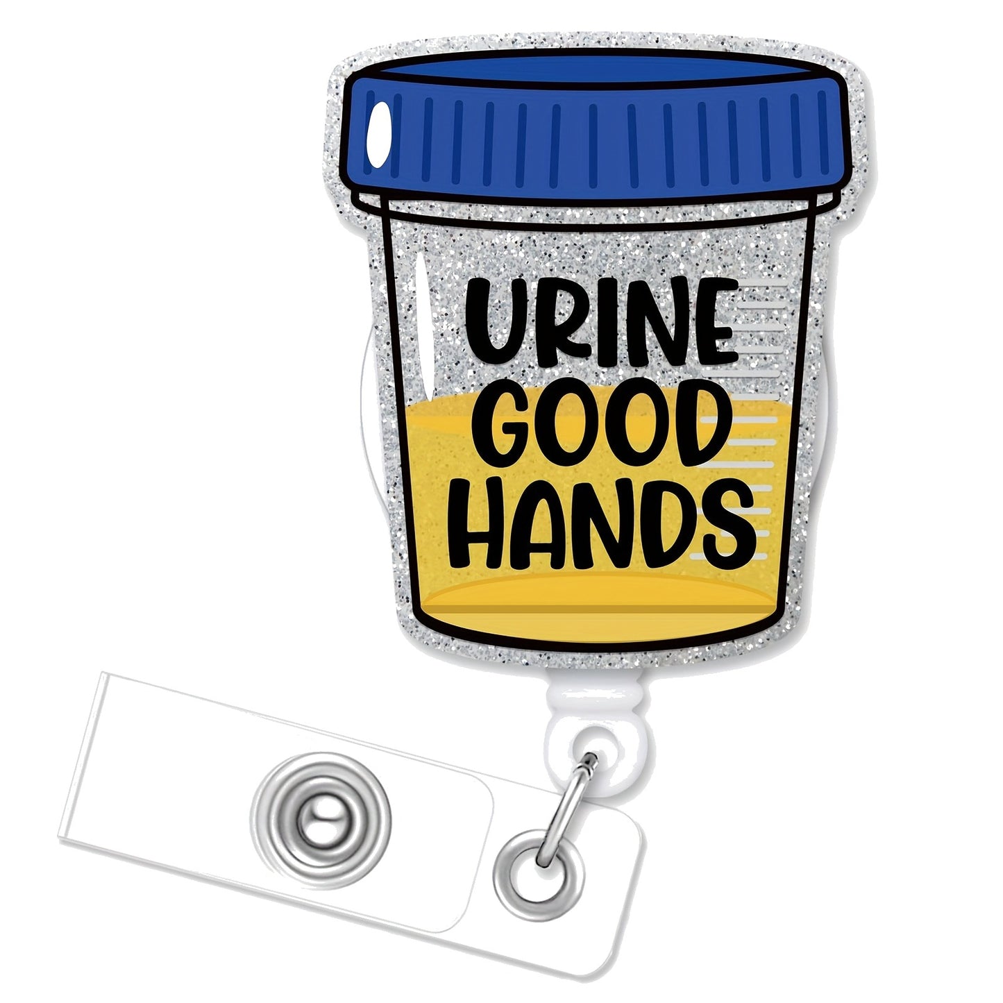 "Urine Good Hands" Funny Nurse Badge Reel — Retractable ID Holder with Alligator Clip