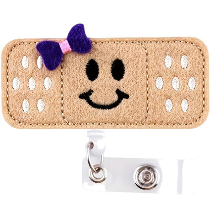 Cute Felt Bandage Badge Reel — Retractable Nurse ID Holder with Alligator Clip