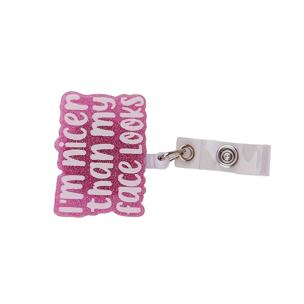 "I’m Nicer Than My Face Looks" Funny Badge Reel — Retractable ID Holder with Alligator Clip
