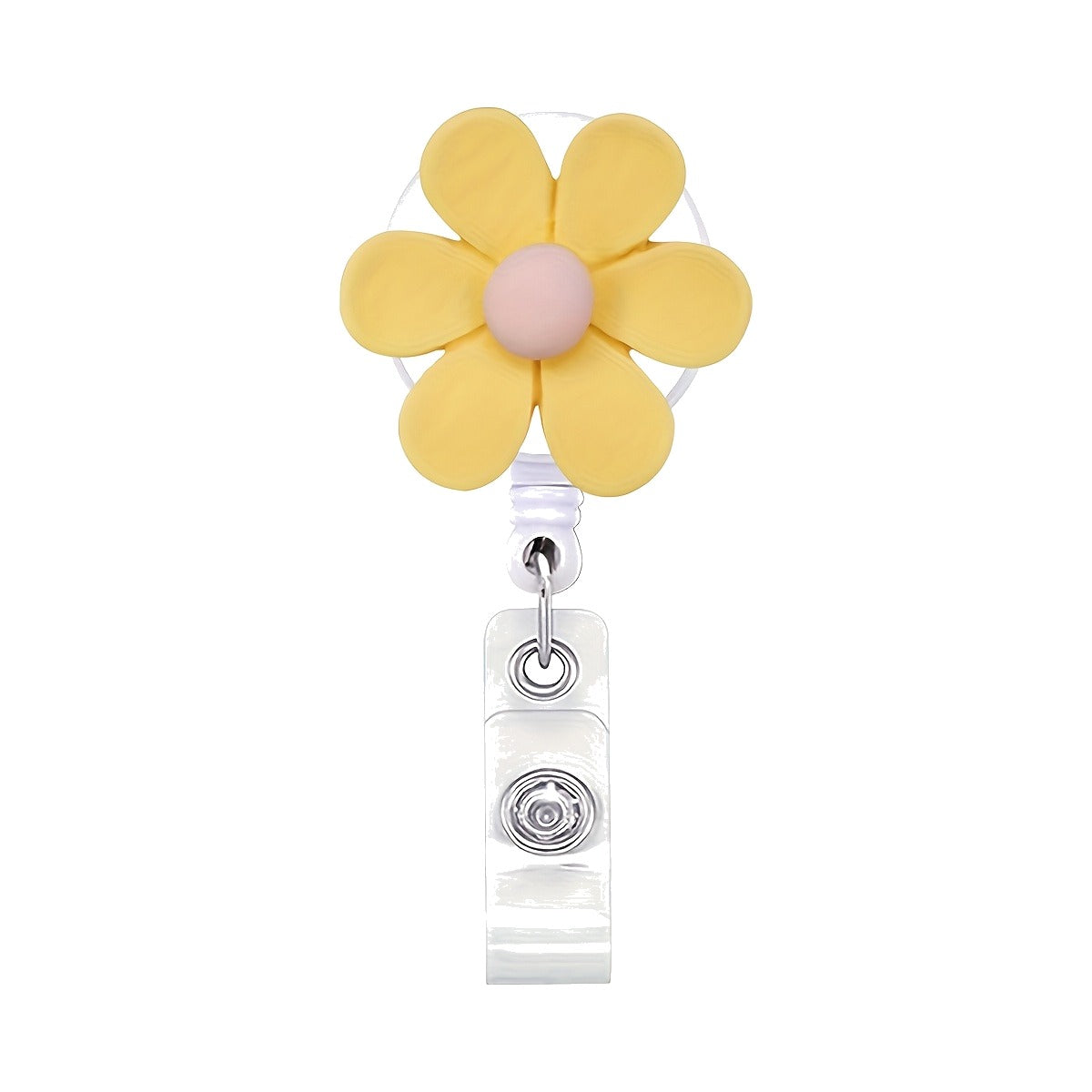 Cute Flower Badge Reel — Retractable ID Holder with Alligator Clip