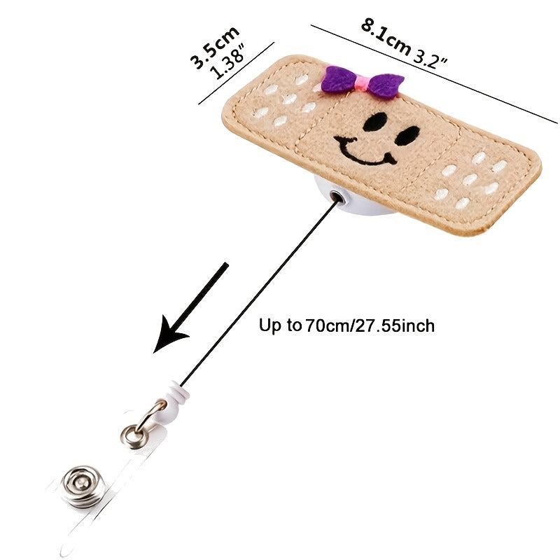 Cute Felt Bandage Badge Reel — Retractable Nurse ID Holder with Alligator Clip