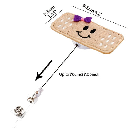 Cute Felt Bandage Badge Reel — Retractable Nurse ID Holder with Alligator Clip