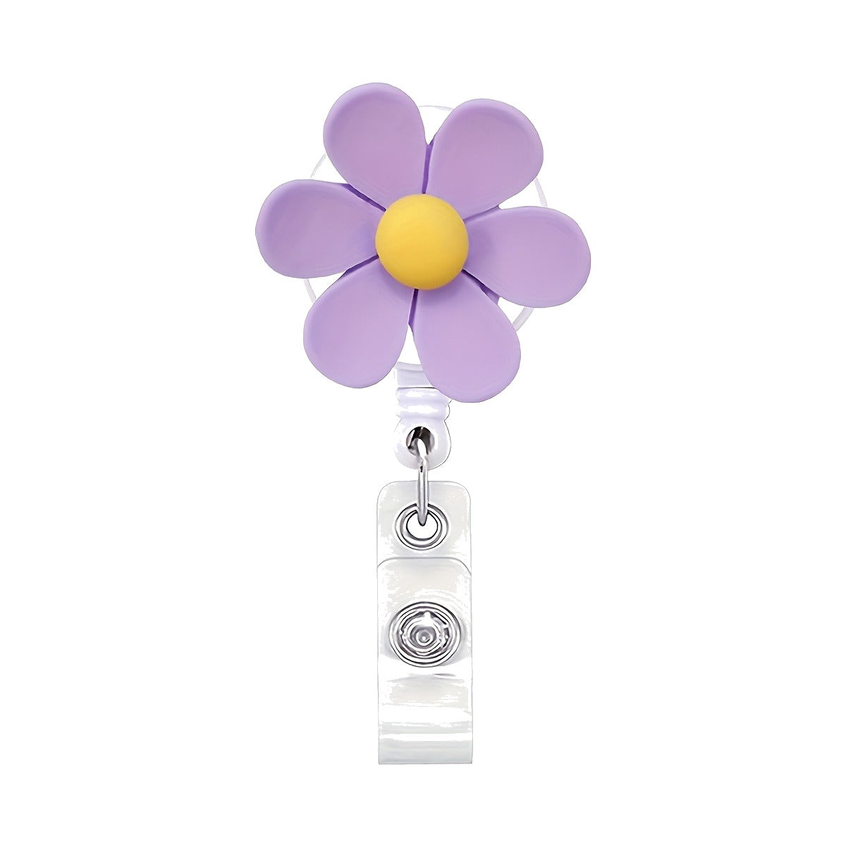 Cute Flower Badge Reel — Retractable ID Holder with Alligator Clip