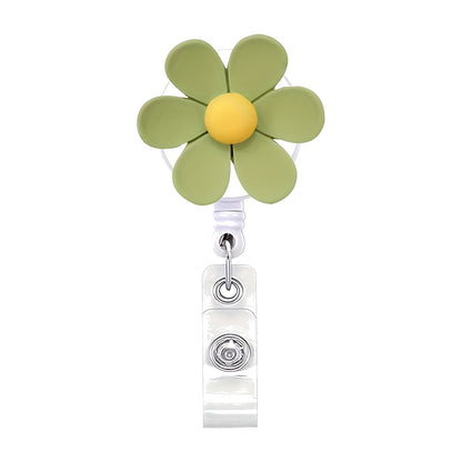 Cute Flower Badge Reel — Retractable ID Holder with Alligator Clip