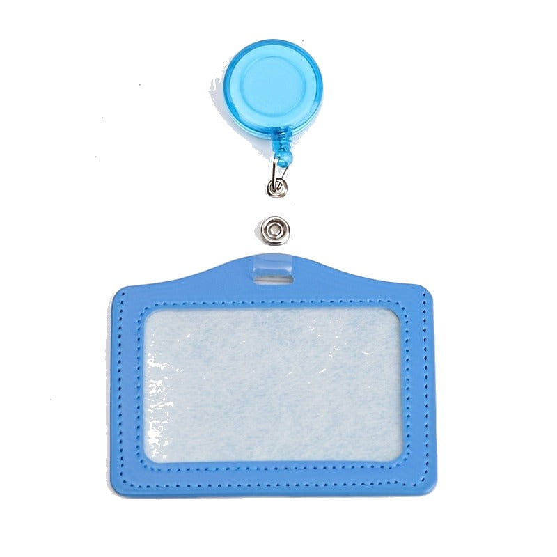 PU Leather ID Card Holder with Retractable Badge Reel