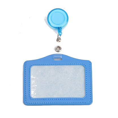 PU Leather ID Card Holder with Retractable Badge Reel