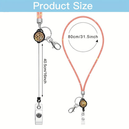 Bling Crystal ID Card Holder with Lanyard & Retractable Badge Reel