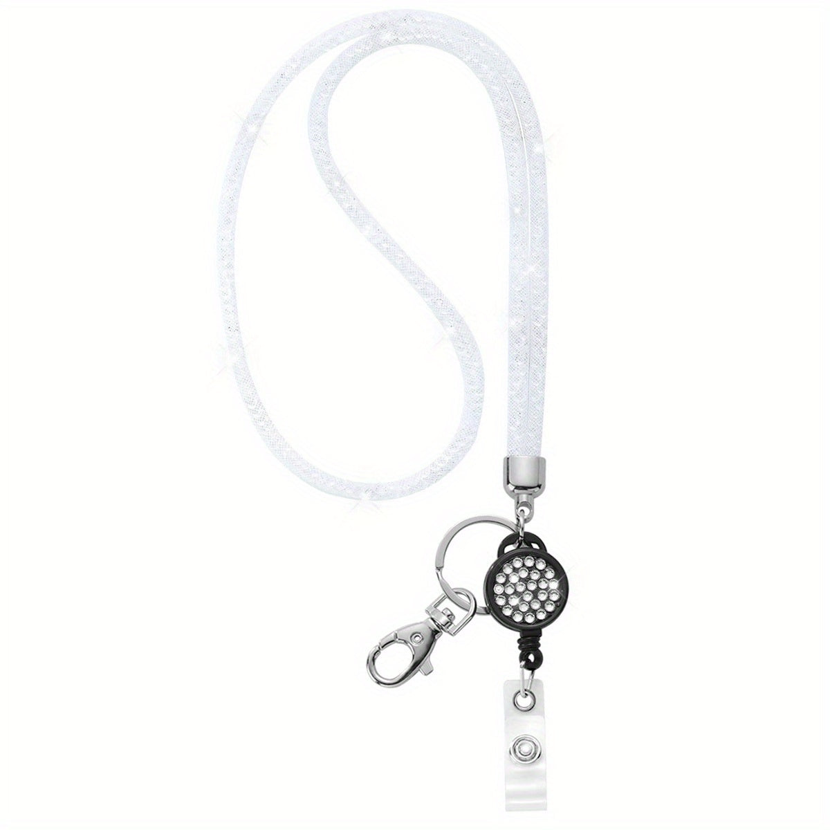Bling Crystal ID Card Holder with Lanyard & Retractable Badge Reel