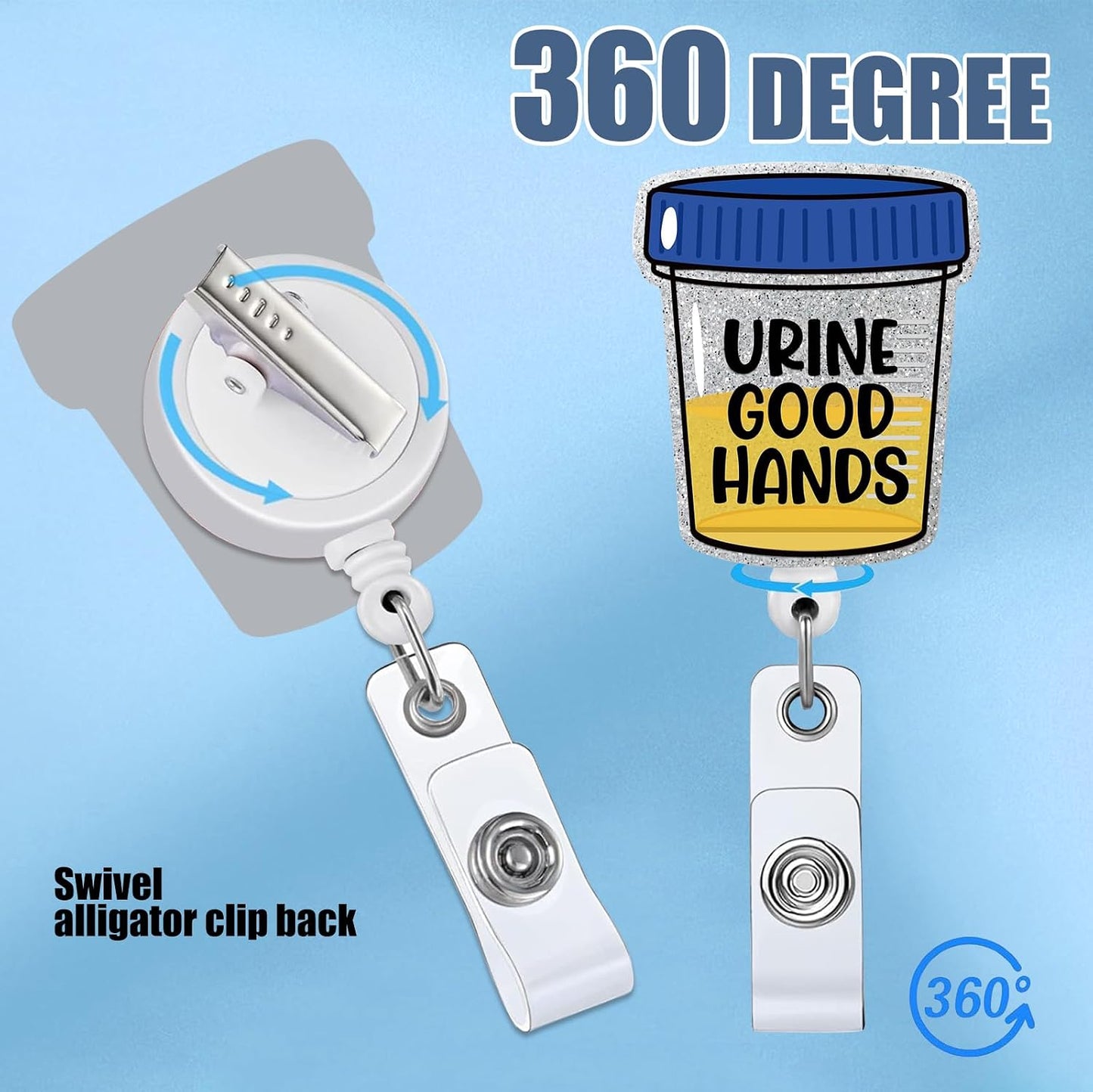 "Urine Good Hands" Funny Nurse Badge Reel — Retractable ID Holder with Alligator Clip