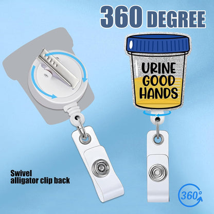"Urine Good Hands" Funny Nurse Badge Reel — Retractable ID Holder with Alligator Clip