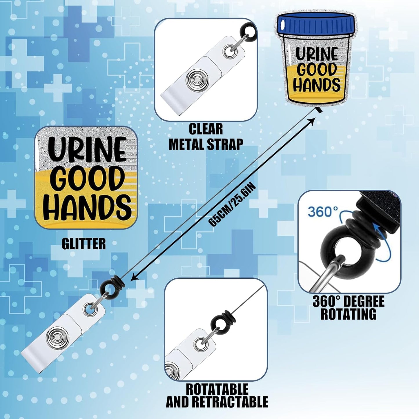 "Urine Good Hands" Funny Nurse Badge Reel — Retractable ID Holder with Alligator Clip