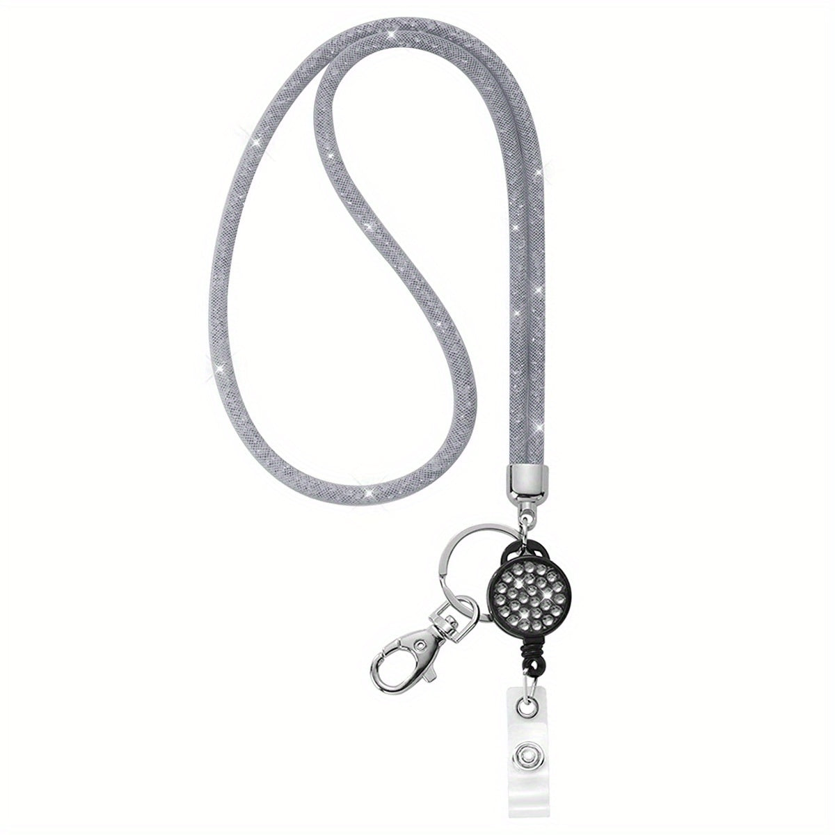 Bling Crystal ID Card Holder with Lanyard & Retractable Badge Reel