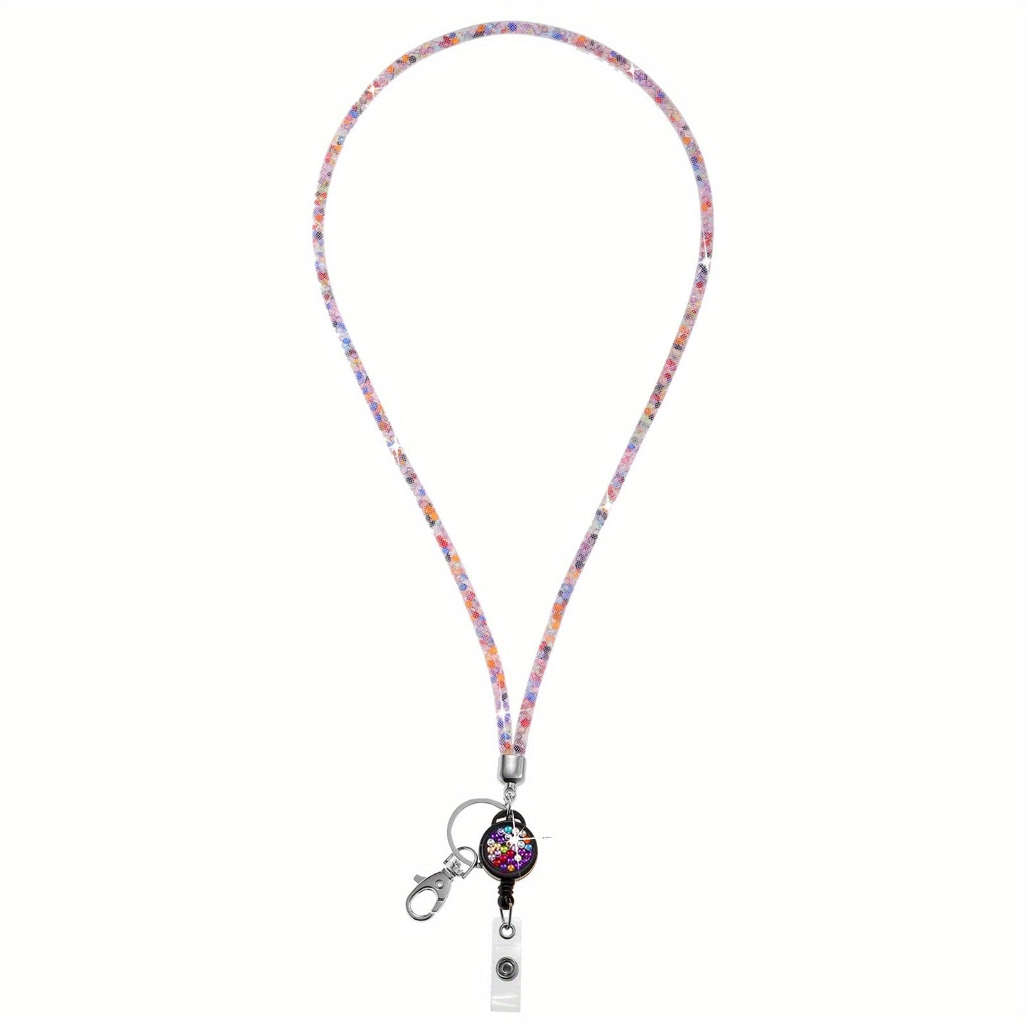 Bling Crystal ID Card Holder with Lanyard & Retractable Badge Reel